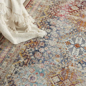 HomeRoots 5' Brighten Your Space with Vintage-Inspired Geometric Distressed Area Rug, Durable & Stylish Design 5' X 8' 552885