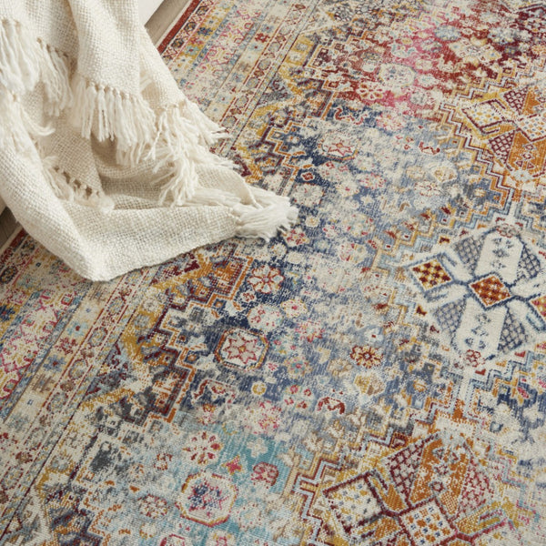 HomeRoots 5' Brighten Your Space with Vintage-Inspired Geometric Distressed Area Rug, Durable & Stylish Design 5' X 8' 552885
