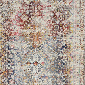 Homeroots 5' X 8' Ivory Red And Orange Geometric Area Rug – Stain-resistant, Durable, Perfect For Kids & Pets!  Polypropylene 552885