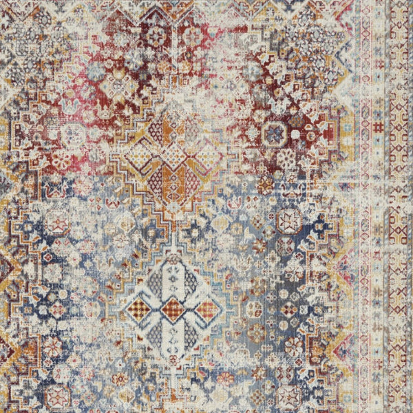 Homeroots 5' X 8' Ivory Red And Orange Geometric Area Rug – Stain-resistant, Durable, Perfect For Kids & Pets!  Polypropylene 552885