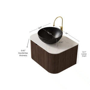 English Elm Dina Floating Bathroom Vanity with Sintered Stone Top and Crystal Glass Basin Black,Carrara White,Dark Walnut W2615S00425