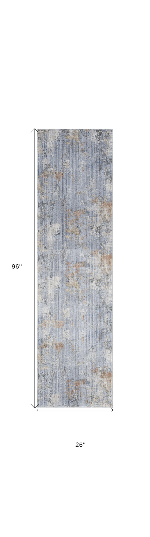 Homeroots 8' Beige Blue And Gray Abstract Runner Rug With Fringe  Polyester 552909