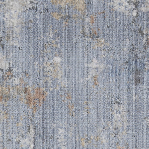 Homeroots 8' Beige Blue And Gray Abstract Runner Rug With Fringe  Polyester 552909