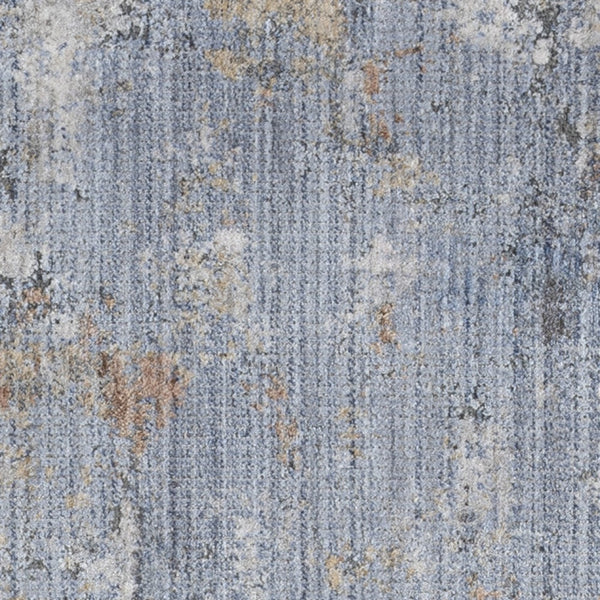 Homeroots 8' Beige Blue And Gray Abstract Runner Rug With Fringe  Polyester 552909