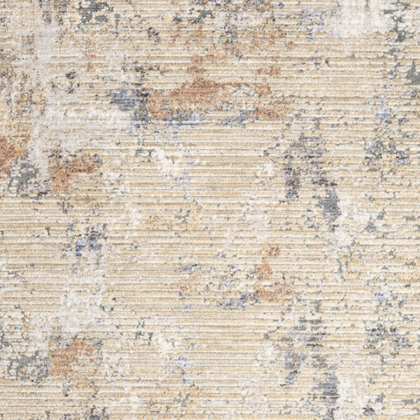 Homeroots 3' X 5' Beige Teal Blue And Gray Abstract Area Rug With Fringe  Polyester 552913