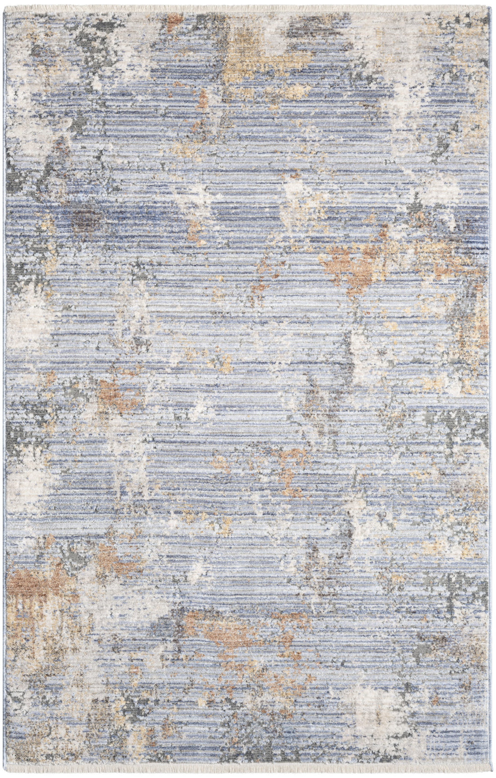 Homeroots 3' X 5' Beige Blue And Gray Abstract Area Rug With Fringe  Polyester 552914