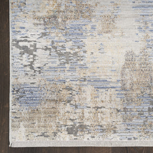 Homeroots 3' X 5' Beige Blue And Gray Abstract Area Rug With Fringe  Polyester 552914