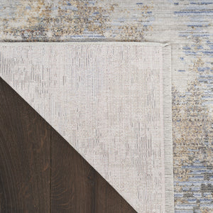 Homeroots 3' X 5' Beige Blue And Gray Abstract Area Rug With Fringe  Polyester 552914