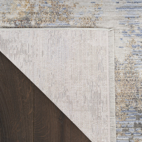 Homeroots 3' X 5' Beige Blue And Gray Abstract Area Rug With Fringe  Polyester 552914