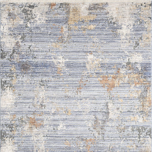 Homeroots 3' X 5' Beige Blue And Gray Abstract Area Rug With Fringe  Polyester 552914