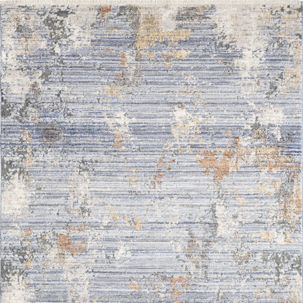 Homeroots 3' X 5' Beige Blue And Gray Abstract Area Rug With Fringe  Polyester 552914