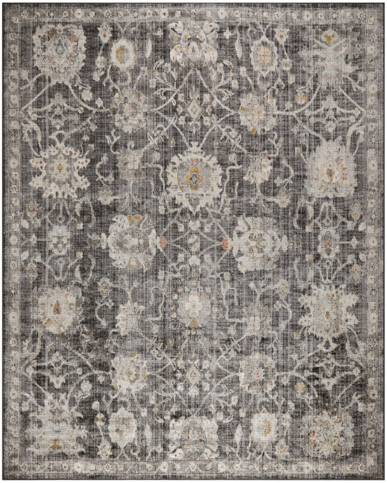 HomeRoots Distressed Floral Polypropylene Area Rug Stain Resistant Accent for Living Room Decor 8' x 10' 552951