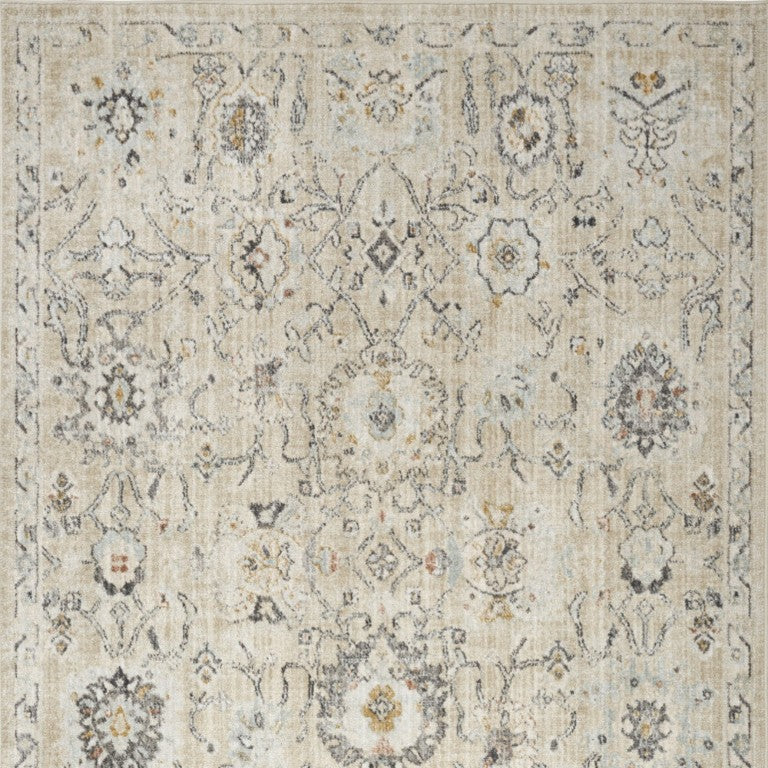 Distressed Floral Polypropylene Area Rug Vintage Charm Accent for Living and Dining Rooms