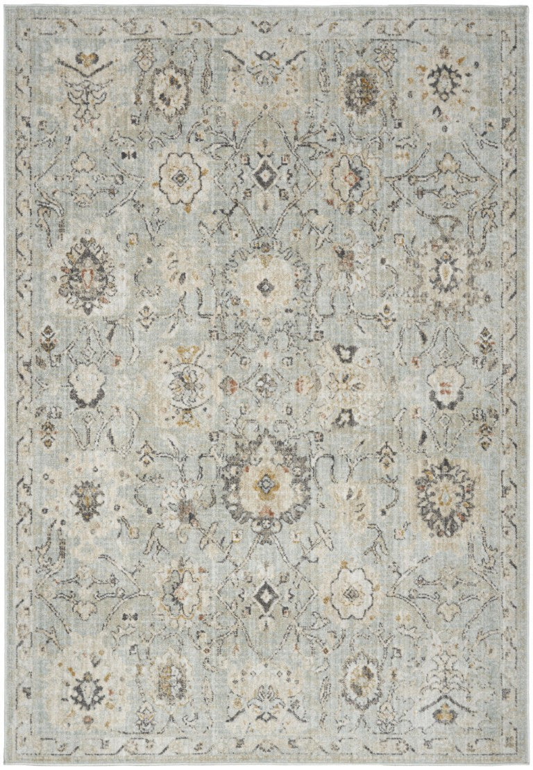 HomeRoots 5x7 Floral Distressed Polypropylene Area Rug in Black Ivory for Living Rooms 552965