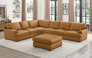 English Elm Leather Match Modular Sectional with Top-grain Upholstery and Flexible Open Plan Seating Ginger B2748S00030