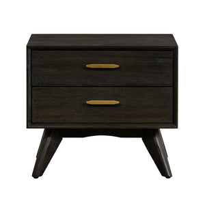 English Elm Baly Solid Acacia Wood Two Drawer Nightstand Mid-century Tapered Legs Bedroom B2736P464875