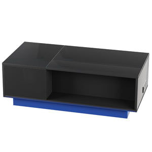English Elm Coffee Table with Led Lighting Bluetooth Speaker Wireless Charging and Faux Marble Top T3773P417345