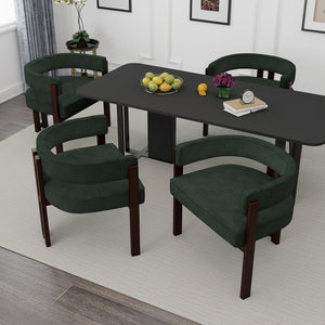 English Elm Modern Chenille Barrel Dining Chair with Metal Base, Plush Foam Seat, Compact Accent Seat for Home Emerald W395P233455