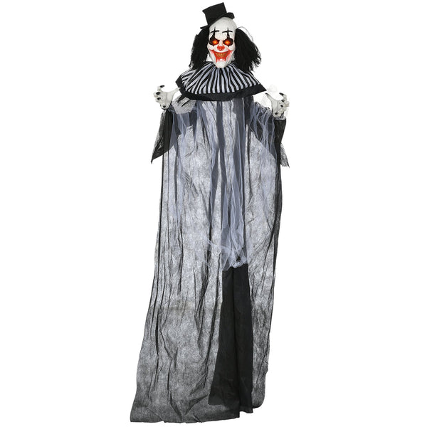 English Elm Homcom 6' Life-Size Clown Animatronic – Motion Activated Halloween Decoration With Light-Up Eyes & Sounds W2225P229493