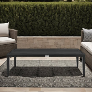 English Elm Aravine Lightweight Aluminum Outdoor Coffee Table in Black — All-Weather, Rust-Resistant, Low-Maintenance Elegance B2736P354365