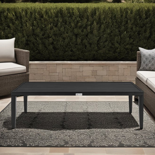 English Elm Aravine Lightweight Aluminum Outdoor Coffee Table in Black — All-Weather, Rust-Resistant, Low-Maintenance Elegance B2736P354365