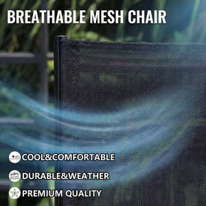English Elm Outdoor Stackable Folding Chairs Set Ergonomic Mesh Back Steel Frame Patio Seating Black W5159P445935