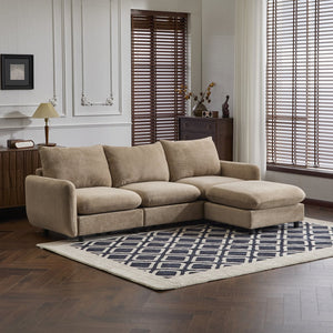 English Elm Christopher Knight Home® - 99 In. L Shaped Modular Velvet Sectional Sofa Set With Ottoman - Stylish Comfort For Any Space N773IS00004N
