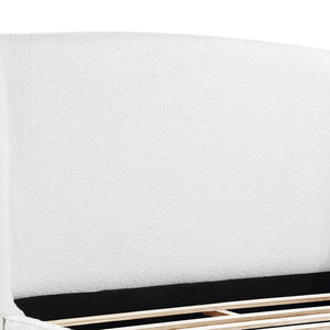 English Elm Theodore Snow Bouclé Upholstered Eastern King Wingback Bed — Curved Low Rails, Luxe Cozy Primary Suite Retreat B062S01353