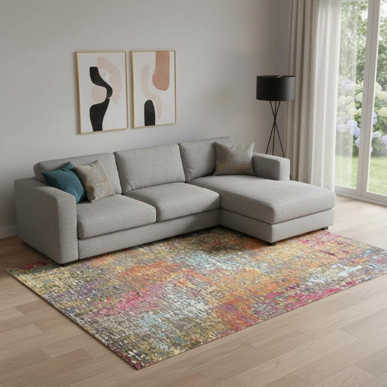 9x12 Abstract Area Rug Blue Orange Polypropylene Stain Resistant Living Room Floor
