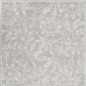 Homeroots 7' Ivory And Gray Floral Distressed Non-skid Area Rug - Perfect For Pets, Stain-resistant & Durable 5' X 7' Polyester 553044
