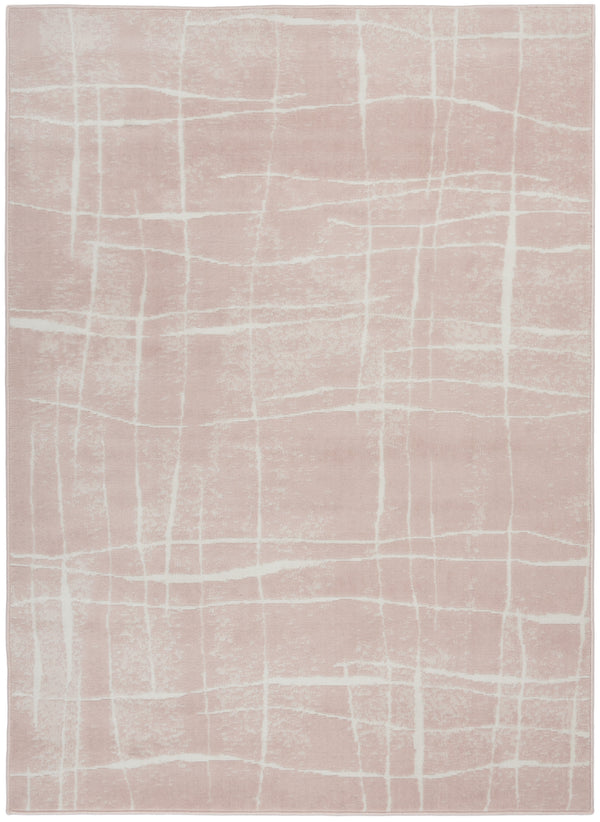 Homeroots 5' X 7' Pink And Ivory Abstract Geometric Area Rug  Polypropylene 553056