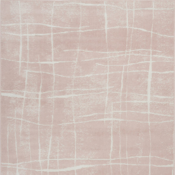 Homeroots 5' X 7' Pink And Ivory Abstract Geometric Area Rug  Polypropylene 553056