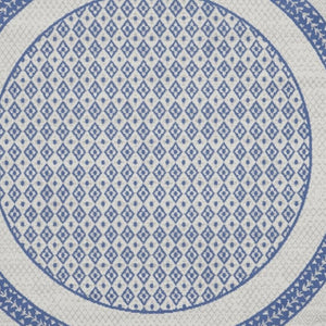 HomeRoots 8' Ivory and Blue Geometric Distressed Rug - Perfect for Cozy Homes with Kids and Pets, Durable Design 8' Round 553085