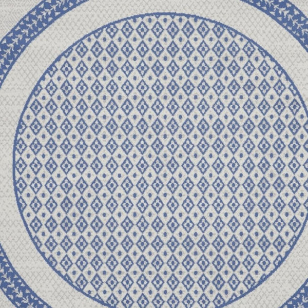 HomeRoots 8' Ivory and Blue Geometric Distressed Rug - Perfect for Cozy Homes with Kids and Pets, Durable Design 8' Round 553085