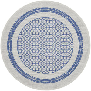 HomeRoots 8' Ivory and Blue Geometric Distressed Rug - Perfect for Cozy Homes with Kids and Pets, Durable Design 8' Round 553085