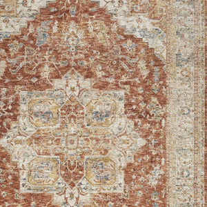 Ivory Brown Distressed Oriental Polyester Area Rug for Living and Dining Room Decor Style