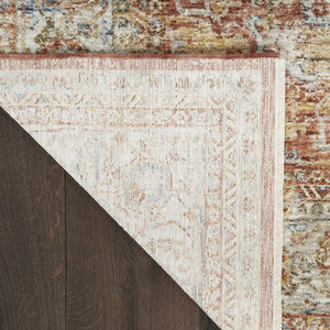Ivory Brown Distressed Oriental Polyester Area Rug for Living and Dining Room Decor Style