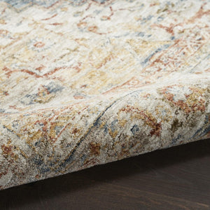 4 X 6 Ivory Blue Distressed Oriental Polyester Area Rug for Living Spaces