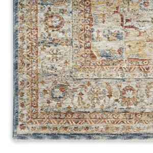 4 X 6 Ivory Blue Distressed Oriental Polyester Area Rug for Living Spaces