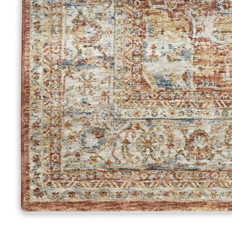 HomeRoots 4x6 Ivory Oriental Distressed Polyester Area Rug Stain Resistant Entryway Accent 553093