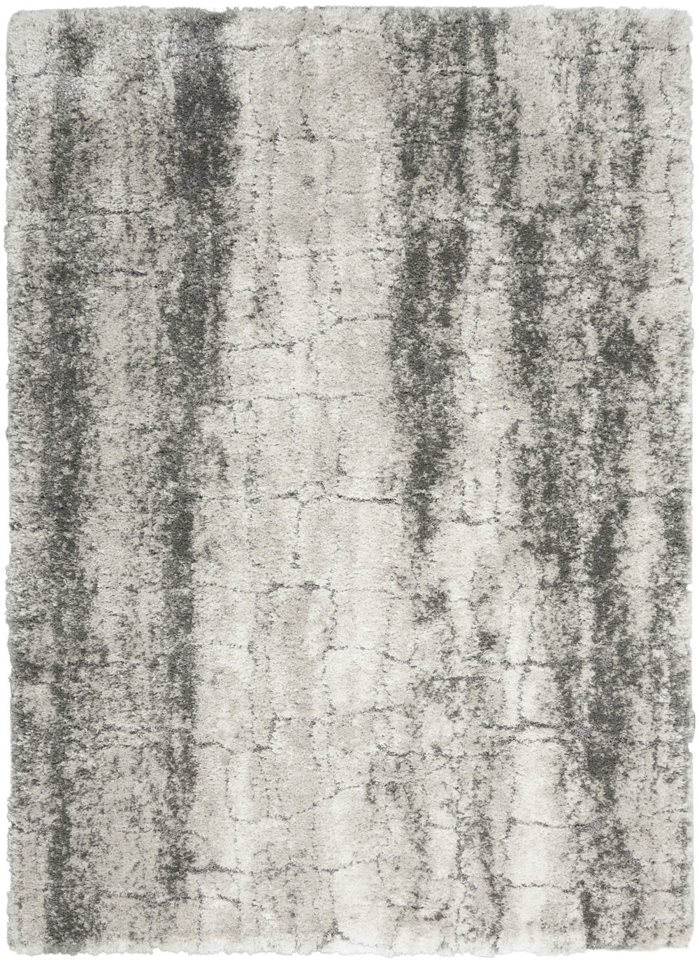 Homeroots 4' X 6' Charcoal And Ivory Abstract Shag Area Rug  Polyester 553109