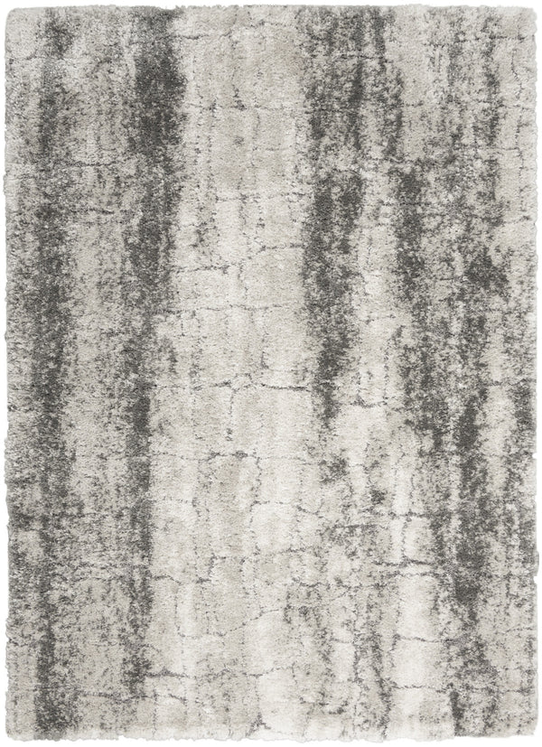 Homeroots 4' X 6' Charcoal And Ivory Abstract Shag Area Rug  Polyester 553109