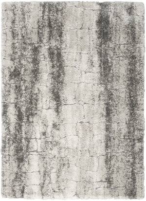 Homeroots 4' X 6' Charcoal And Ivory Abstract Shag Area Rug  Polyester 553109