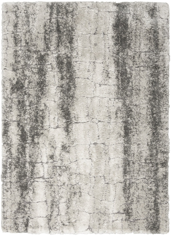 Homeroots 4' X 6' Charcoal And Ivory Abstract Shag Area Rug  Polyester 553109