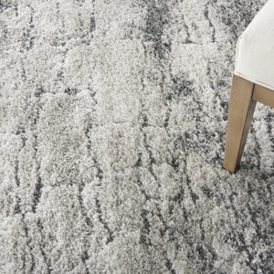 HomeRoots 5' Charcoal and Ivory Abstract Shag Area Rug - Plush, Modern Design for Cozy Living Spaces and Style 4' X 6' 553109