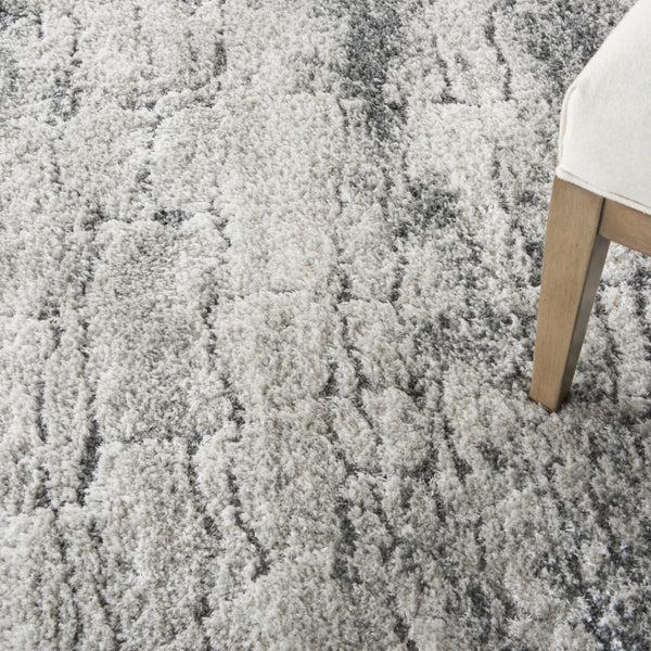 HomeRoots 5' Charcoal and Ivory Abstract Shag Area Rug - Plush, Modern Design for Cozy Living Spaces and Style 4' X 6' 553109