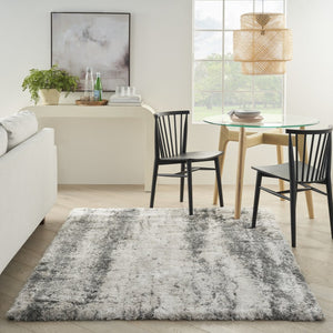HomeRoots 5' Charcoal and Ivory Abstract Shag Area Rug - Plush, Modern Design for Cozy Living Spaces and Style 4' X 6' 553109