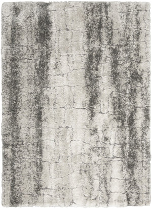 HomeRoots 5' Charcoal and Ivory Abstract Shag Area Rug - Plush, Modern Design for Cozy Living Spaces and Style 4' X 6' 553109
