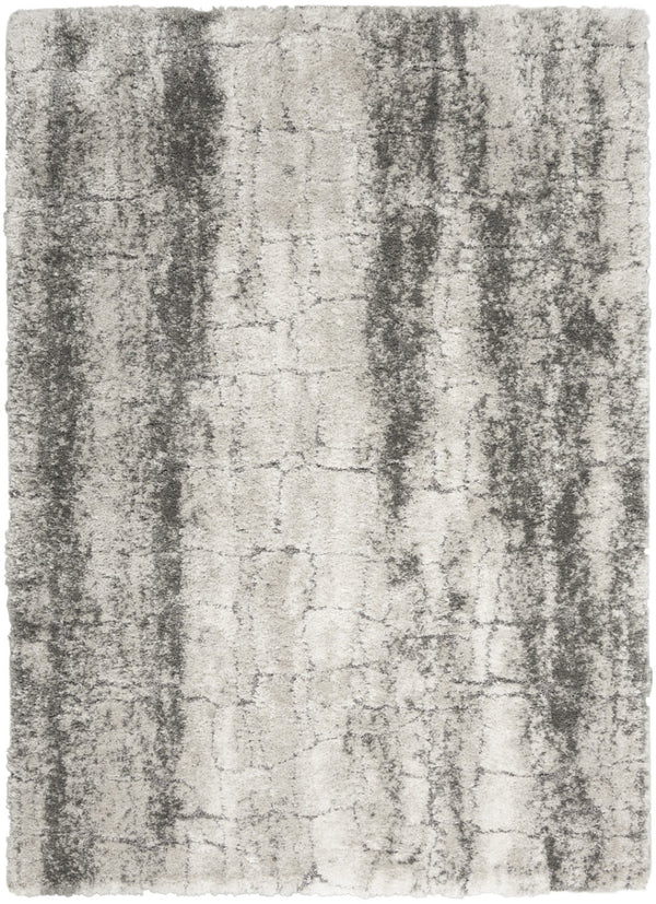 HomeRoots 5' Charcoal and Ivory Abstract Shag Area Rug - Plush, Modern Design for Cozy Living Spaces and Style 4' X 6' 553109