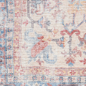 Homeroots 12' Runner Beige And Blue Floral Power Loom Distressed Runner Rug  Cotton Blend 553135